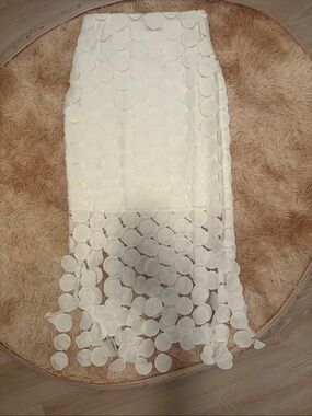 White Circle Appliqué Midi Skirt